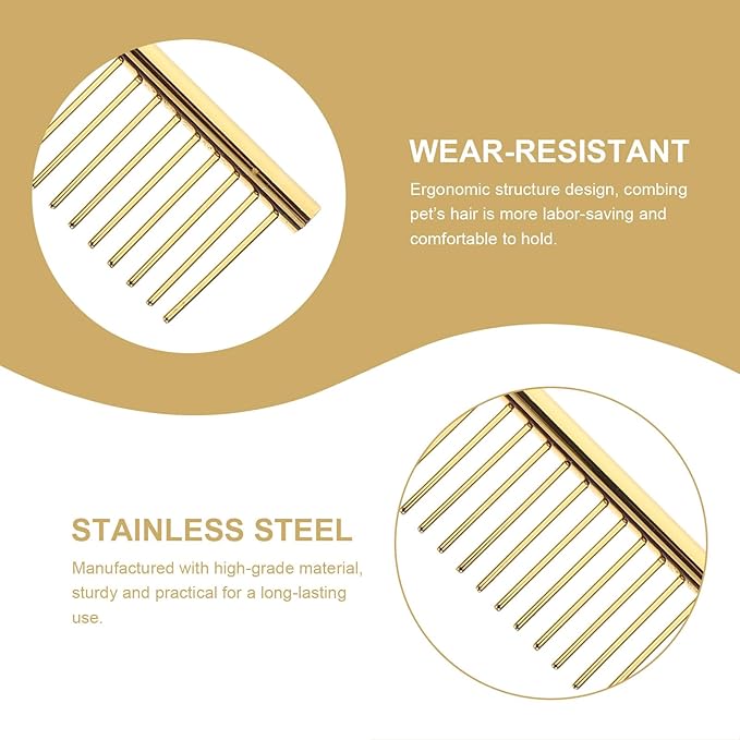 Happyyami 3Pcs Pet Dematting Comb Set for Dogs and Cats, Lightweight Aluminum and Stainless Steel Grooming Combs for Knot Removal, Detangling, and Shedding Control, Portable Small Size for