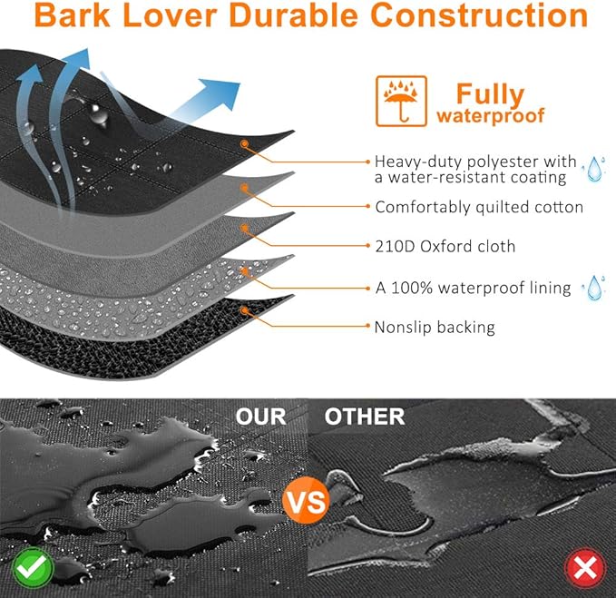 XLarge Dog Car Seat Cover for Back Seat Dog Seat Cover Hammock for Truck SUV - Waterproof Pet Car Seat Protector for Backseats, Black XL