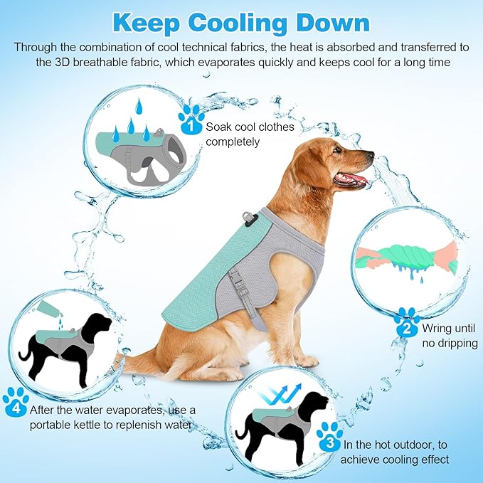 Dog Cooling Vest Dog Harness Cooler Jacket with Portable Water Bottle, for Walking Dog, Outdoor Camping and Hunting Training.(S)