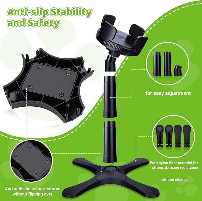 Dog Bowls,Elevated Adjustable Dog Bowl Stand with 3 Heights & Tilted Feeding Design, Raised Stand Compatible with Medium & Large Breeds(with Bowl) Black