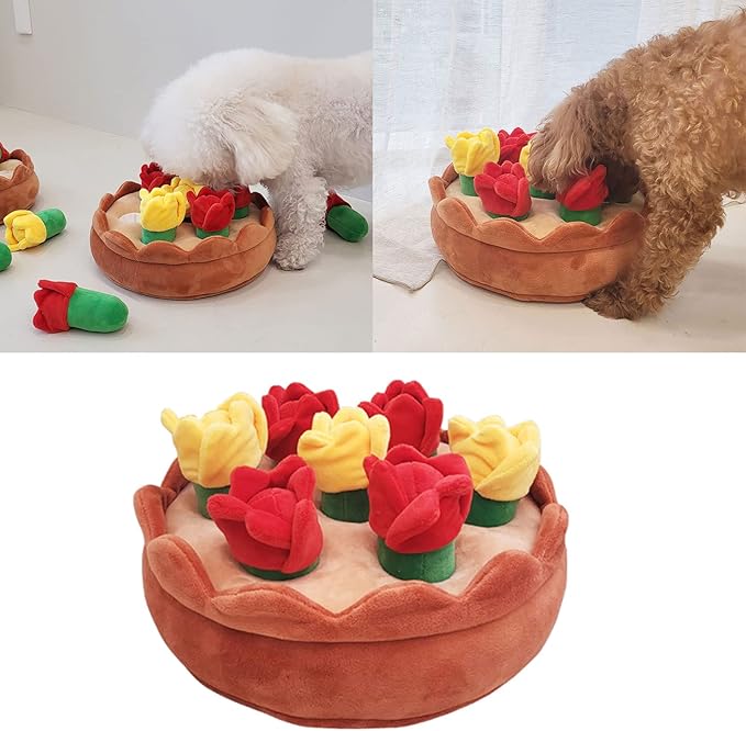 Dog Squeak Toy for Pet Dog Biteable Plush Toy Chewing Toy Hide and Seek Flower Snuffle Toy Biting Puzzle