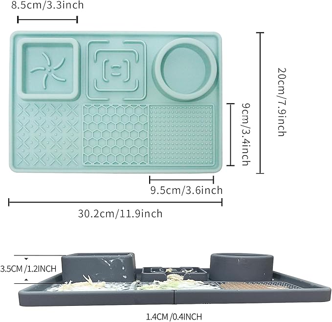 Lick Mat for Dogs, Dog Cat Licking Pad Mats for Butter Yogurt Peanut Frozen Food, Dog Slow Feeder Puzzle Bowl, Silicone Anti-Slip Pets Treats Feeding Mat for Large Dog/Puppy,(Green, 11.9"x7.9")