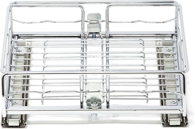 Origami 2 Pack Kitchen or Bathroom Chrome Plated Steel Sliding Pullout Drawer and Cabinet Organizer, Adjustable 10 Inch Width, Silver