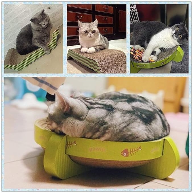 PAWISE Cat Scratcher Cardboard Reversible Kitty Scratching Pad Relaxing Lounge Pad (Arched, 17 X 8.5 Inches)