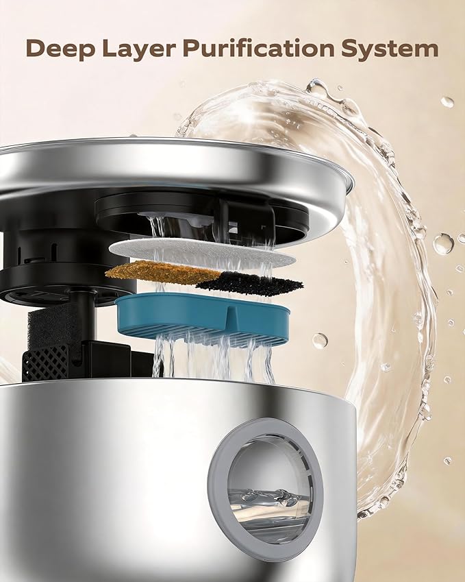 Cat Water Fountain Filter: Wireless Cat Fountain Filters Replacement - 12 Filters for Cordless Pet Water Fountain - 6 Pack Carbon Filters + 6 Pack Sponges Filters (3 Month Supply)
