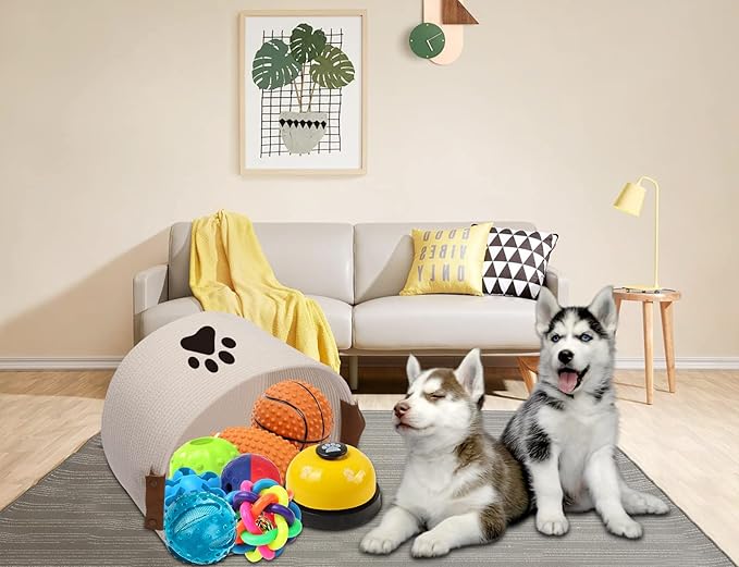 Morezi Dog toy bin pet cat toy box baskets in large suff storage - Perfect for collect toys, grooming stuff, closthing, diapers for Living Room, Playroom, Closet, Home - Beige