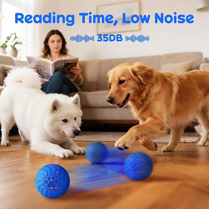 Smart Interactive Dog Toys, Upgraded Chew-Resistant E-TPU, Auto-Bounce & Rotating, Obstacle Avoidance, Ipx7 Waterproof with Colorful Led Lights for Indoor/Outdoor Use
