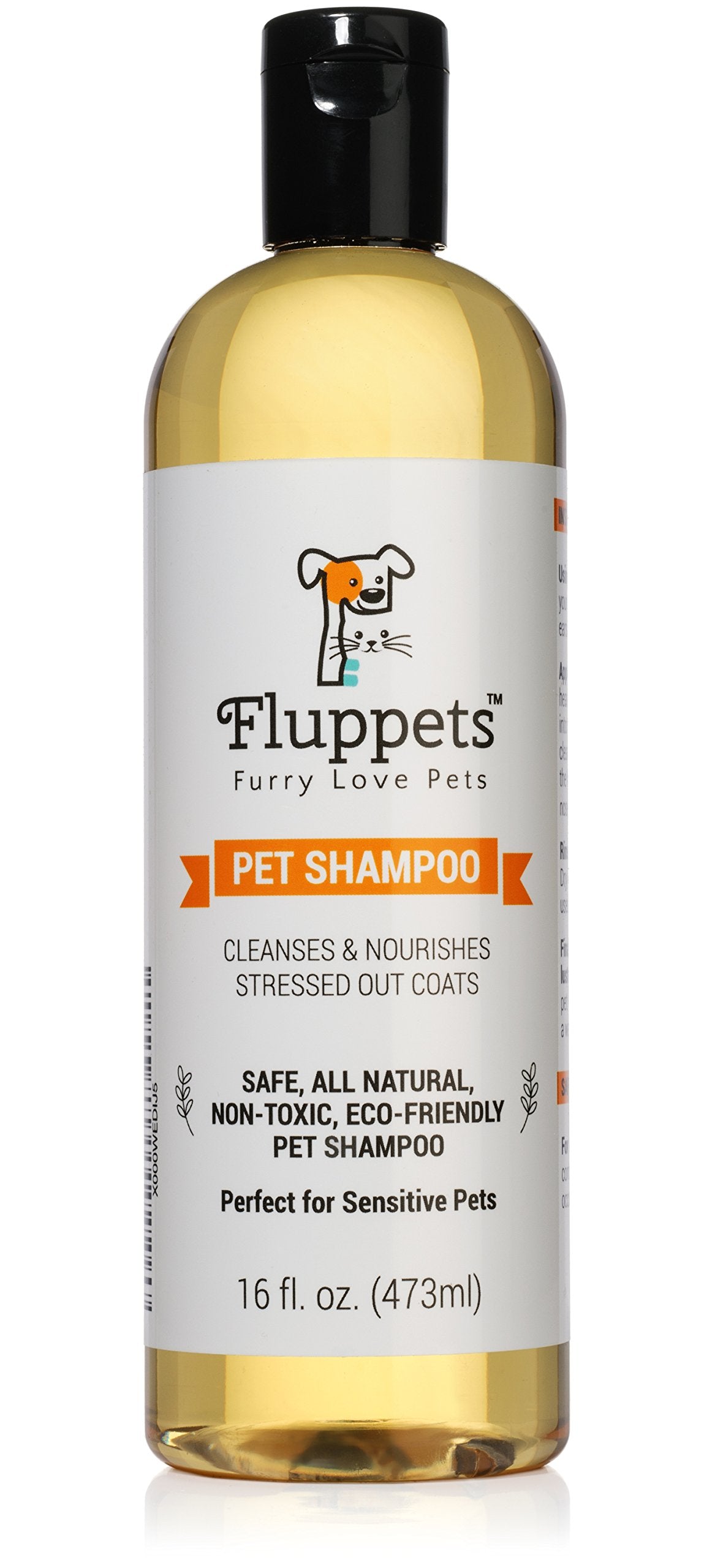 Certified Organic Pet Shampoo Natural Hypoallergenic Non Toxic For Sensitive Itchy Skin For Dogs, Cats, Puppies, Guinea Pigs and Rabbits. Concentrated Formula 16 Ounce