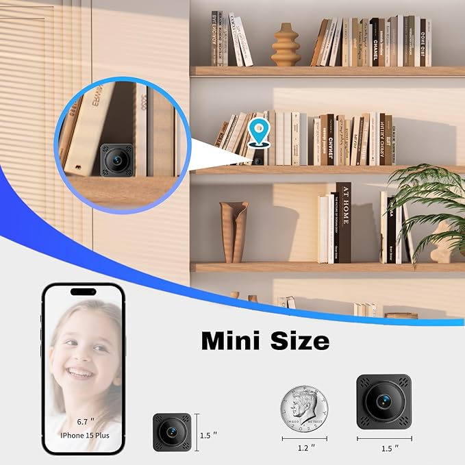 Hidden Camera, Mini Nanny Cam Wireless with Free Cloud Storage, WiFi & Offline Recording, Motion Detection & Night Vision for Home Security/Nanny/Pet/Baby Monitor