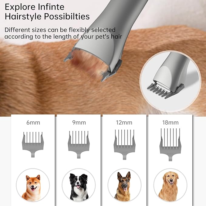 HiKiNS Dog Grooming Vacuum Kit,9 in 1 Dog Hair Vacuum Dryer Clipper Kits with 4.5L Dust Cup,18Kpa 1100W LED Display Pet Shedding Grooming Quiet with Adjustable 3 Modes Suction&Temperature(Upgraded)