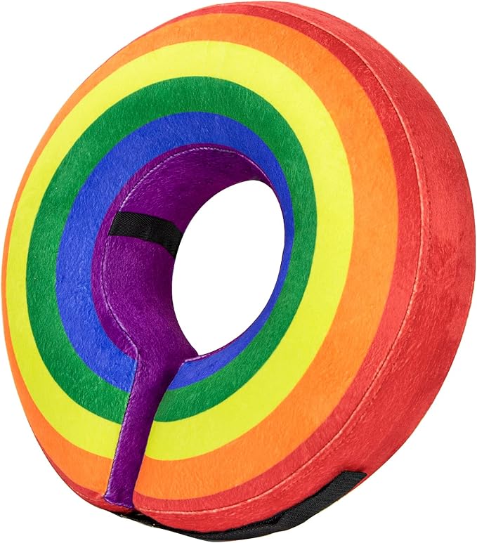 BENCMATE Inflatable Dog Cone Collar Alternative, Soft Dog Cone for Small Medium Large Dogs and Cats, Neck Recovery ECollar Donut Collar After Surgery (Medium, Rainbow)