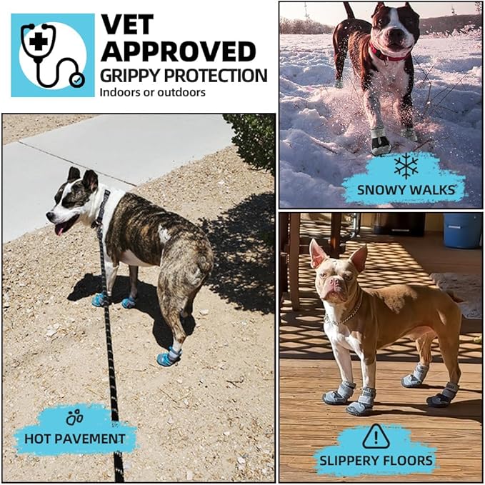 Dog Shoes for Large Dogs, Medium Dog Boots & Paw Protectors for Hardwood Floors, Outdoor Dog Booties for Hot Pavement Winter Snow Hiking, Breathable Dog Shoes with Reflective Strips Size 7