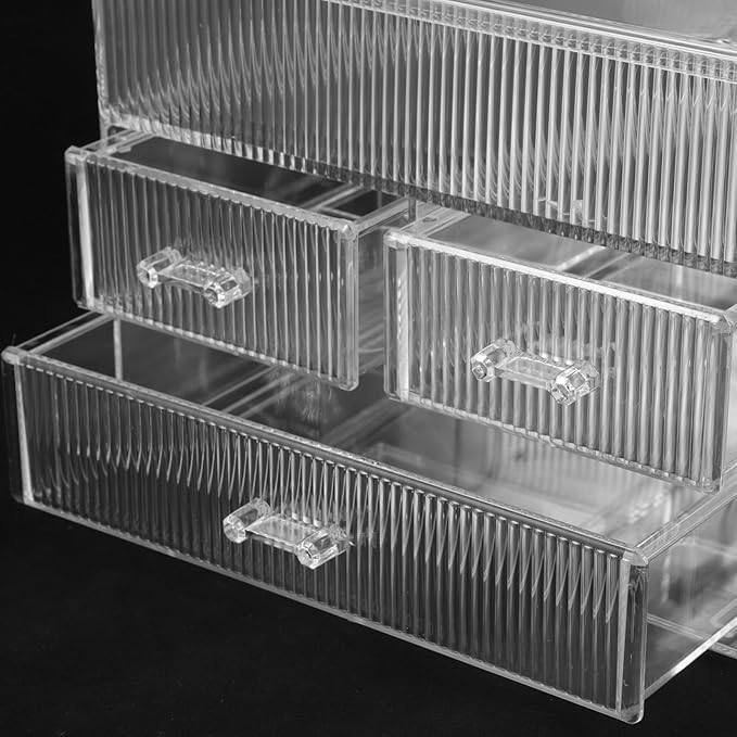 Acrylic Makeup Organizer with Drawers Large Capacity Desktop Storage Box for Cosmetics Stylish Design for Tidy Vanity Easy Access to Makeup Essentials and