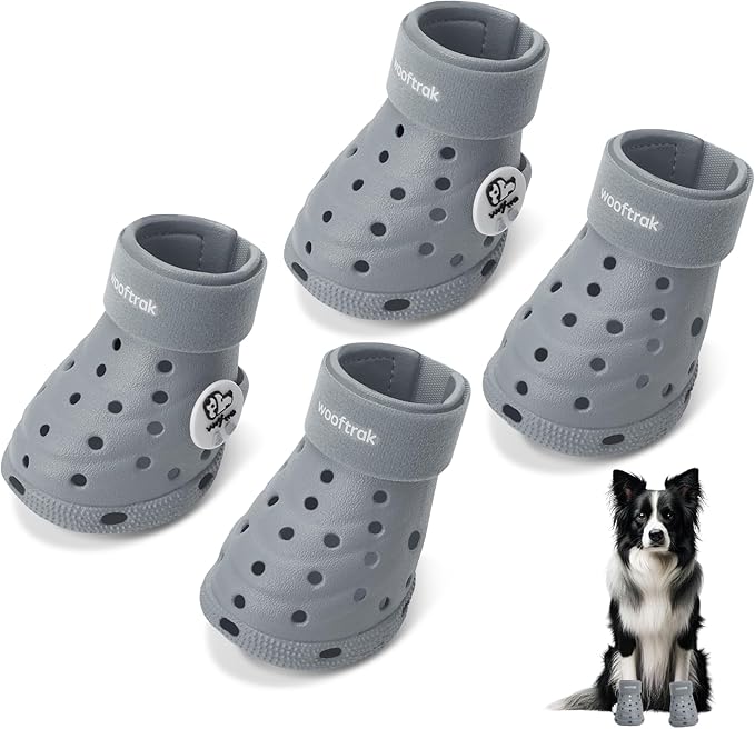 Dog Shoes Breathable Dog Shoe for Hot Pavement, Dog Booties and Paw Protectors, Non-Slip Waterproof Dog Sandals Boots (Gray, M: (2.6’’x2.3'')(L*W))