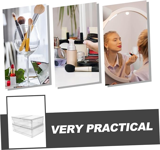 OUNONA 2pcs Detachable Acrylic Cosmetic Organizer Box Drawer Stylish Desktop Storage for Makeup and Space-saving Design for Bathroom Vanity