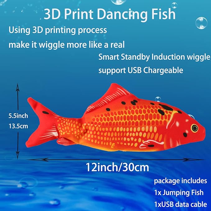 Realistic Flopping Fish Dog Chew Toy - Electric Moving Interactive Pet Toy for Small Medium Dogs, Chew Rocking Toy for Indoor Outdoor Exercise