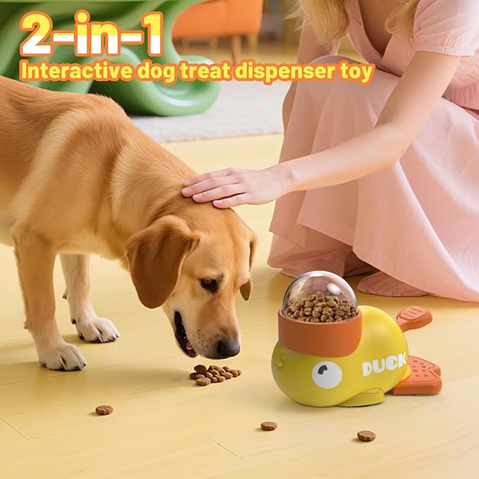 2pcs Dog Interactive Treat Dispenser Toy Food Puzzle Slow Feeder Duck-Shaped Dog Puzzle Feeders for Small Medium Dogs Cats IQ Training Reduces Bloating for Healthy Eating