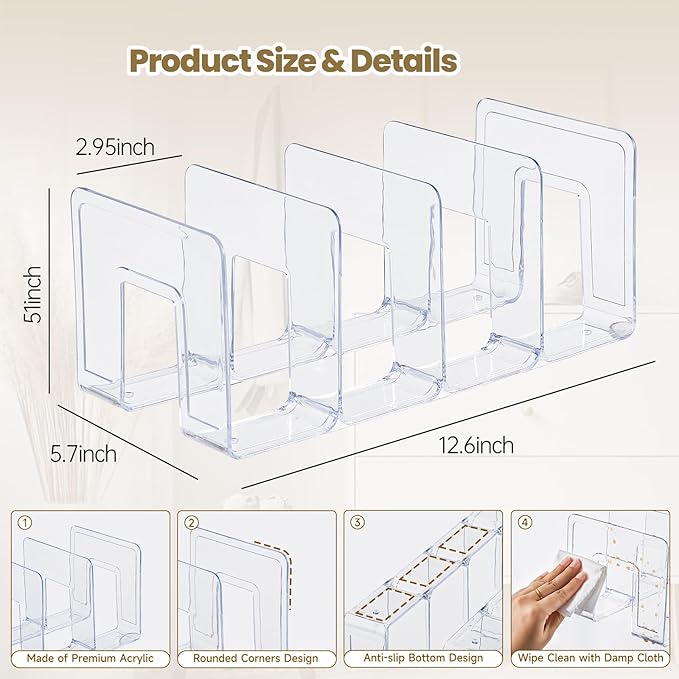 Clear Acrylic Kids Shoe Rack for Closet Organizers and Storage | 4 Pack Small Shoe Rack 4 Sections Toddler Baby Shoe Storage Organizer Stackable Shoe Shelf, Desk File Sorter Book Purse Organizer