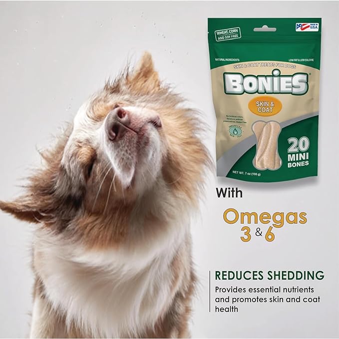Bonies Natural Skin & Coat Formula Small-Sized Single Bone - Promote Silky Coat & Healthy Skin, Healthy Teeth & Fresh Breath, Low Calories - Chicken Flavor, Small Dog, 1 Bone