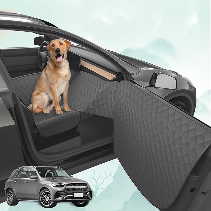 RUIANTE Dog Car Seat Pet Front Seat Cover Pets Travel Safety Seats Booster Seat Dogs Fronts Seats Cover with Car Door Side Panel & Hard Borad Universal for Cars Sedans SUVs (Black)