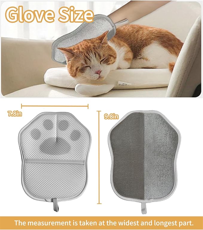 Pet Hair Removal Glove for Dogs Cats Electrostatic Hair Remover Gloves,Reusable Pet Hair Removal Glove Grooming Tool for Clothing, Sofa, Carpet, Car Seat,Bed(Gray,1Pcs)