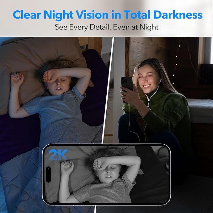 2K Cameras for Home Security Dual-Band 5G/2.4GHz WiFi Security Indoor Camera for Baby Pet Dog Cat Elder AI Motion Detect 2-Way Audio Night Vision 24/7 Local Recording SD Cloud Storage