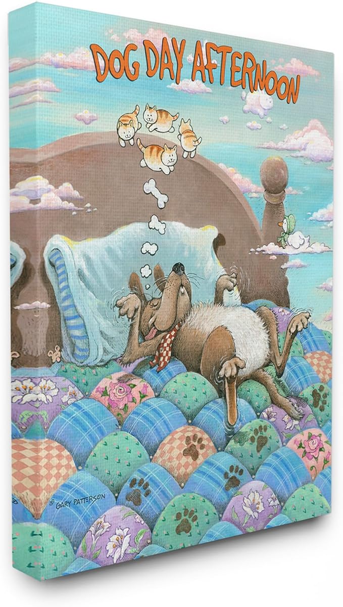 Stupell Industries 'Dog Day Afternoon Funny Cartoon Pet Design', Canvas Art, 36 x 48 Inches, Easy to Hang and Sturdy, Made in USA, by Gary Patterson