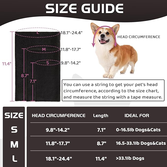 Nanaki Quiet Dog Head Cover- No Shake Ear Wrap Headband Calming Hoodie for Dogs, Snood Pet Ear Protector Cover Muffs for Anxiety Relief, Noise Protection Grooming Bathing