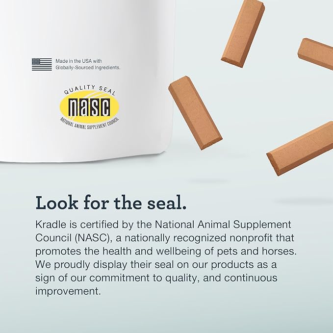 Kradle All Day Calming Dog Bone – Refillable Bacon-Flavored Toy with Ashwagandha & GABA for Anxious Dogs - 8" Nylon Dog Bone with 28 Refills