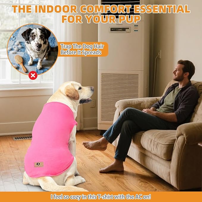 KOOLTAIL Girl Dog Clothes for Large Dogs, 2 Pack Cotton Fall/Winter Warm Dog T Shirts Coats for Outdoor, UV & Insect Protection Anti-Hair Loss & Lightweight Pet Vest Tank Tops Apparel, Pink & Rose,XL