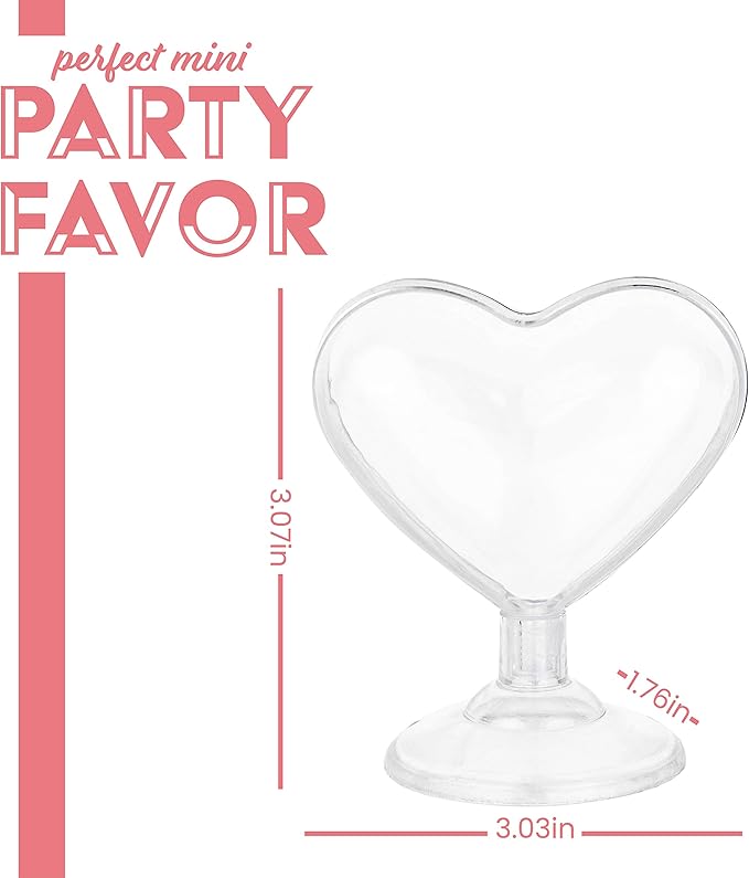 Hammont Heart Shaped Acrylic Candy Boxes - 12 Pack - 3.07"x3.03"x1.76" - Perfect for Weddings, Birthdays, Party Favors and Gifts | Designer Cute Clear Lucite Plastic Treat Containers