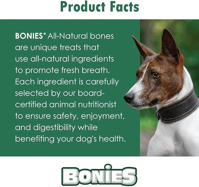 Bonies Natural Breath and Dental Formula Small-Sized Single Bone - All-Natural Ingredients, Fresh Breath, Cleans Teeth, Low Calories, Chicken Flavor, Small Dog, 1 Bone