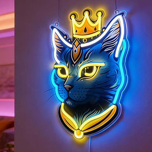 Cat Neon Sign - LED Signs for Wall, Room Decor for Women & Man Cave Decor, Cat Gifts for Women, USB-Powered Neon Sign with Dimmable 9-Level Brightness for Bedroom Living Room