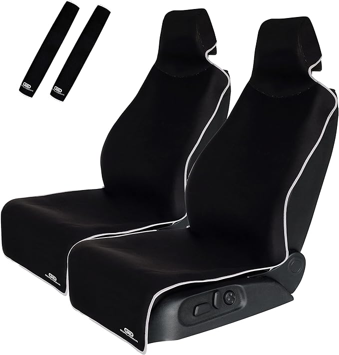 Gorla Gear 2 Pack Black Premium Universal Fit Waterproof Stain Resistant Car Seat Cover Neoprene Non-Slip Bucket Seat Dog Sweat Proof Protector Save Your Leather Cloth Seats Automotive Van Truck SUV
