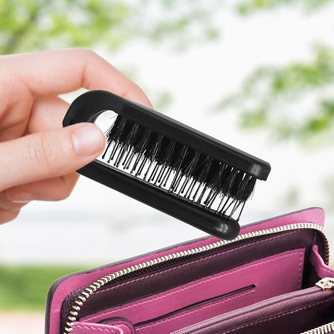 2 Pack Foldable Hair Brush Travel Hairbrush, Boar Bristle Hair Brush Portable Collapsible Pocket Comb for Women and Men, Suitable for Travel, Purse, Anti-Static Design (Black & Light Pink)