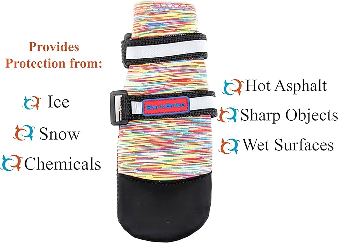All Weather Neoprene Paw Protector Dog Boots with Reflective Straps in 5 Sizes! (Multicolor XXL)