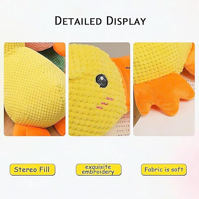 Calming Duck Emotional Support Dog Toy - Unbreakable Plush for Aggressive Chewers - Squeaky Interactive Toy for Indoor/Outdoor Play (Pink, M)