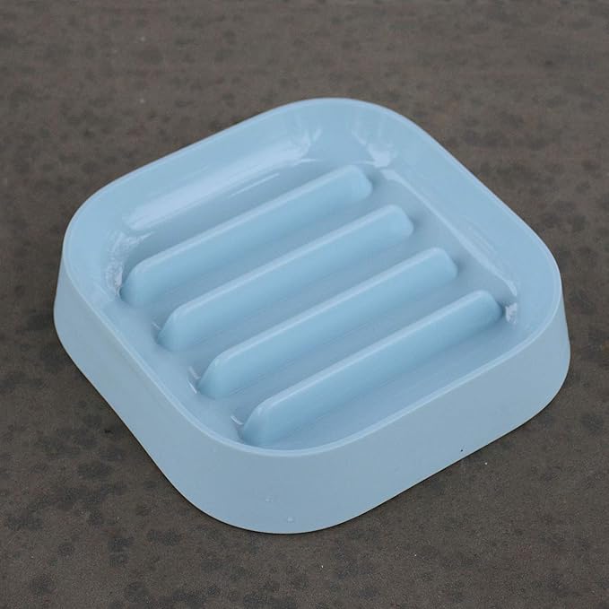 Healthy Slow Feeding Dog Bowl for French Bulldog -Slow Feeder Dog Bowl No Chocking Dog Cat Food Bowl with Striped Shape Pattern (Blue)
