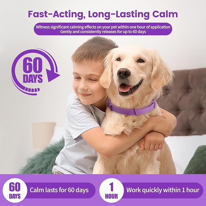 Calming Collar for Dogs – Fast-Acting, Lasts 60 Days, Choke-Free Design, Pheromone-Infused for Anxiety & Stress Relief – Dog Pheromone Collar for Small, Medium & Large Dogs (Aurora, 3 Pack)