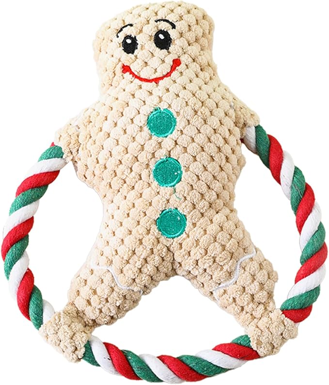 Squeaky Plush Dog Toys for Anxiety Relief & Teeth Maintenance | Cute Cartoon Interactive Stuffed Toy for Dogs/Cats | Trusted Chew - Strong Material, Portable Pet Plaything (Brown)