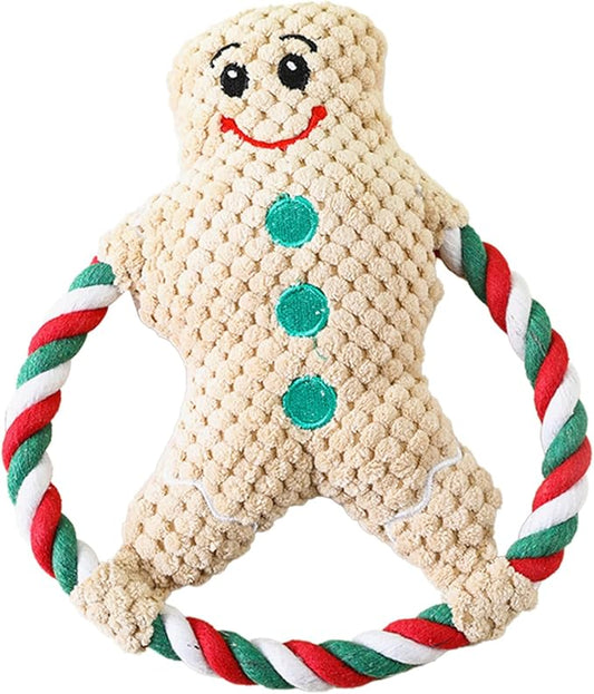 Squeaky Plush Dog Toys for Anxiety Relief & Teeth Maintenance | Cute Cartoon Interactive Stuffed Toy for Dogs/Cats | Trusted Chew - Strong Material, Portable Pet Plaything (Brown)