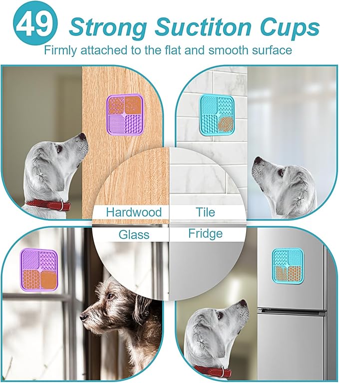 Dog Lick Mat with Suction Cups – Anxiety Relief & Slow Feeder for Bathing, Grooming, Training – 2 Pack