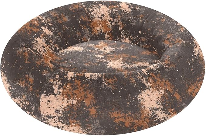 Brown Grey Mottled Pattern Pet Dog Beds Calming Anti Anxiety fluffier Calming Bed for Medium Size Pets Supplies