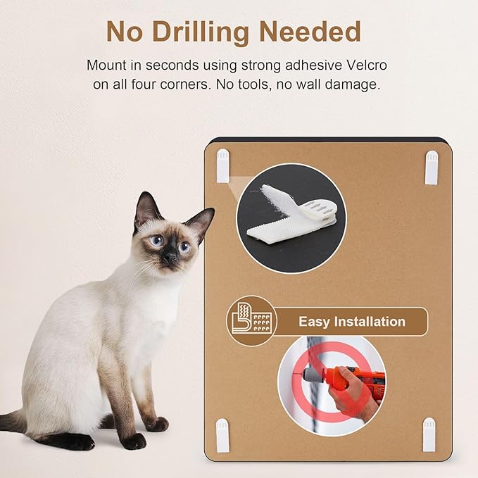 Ownpets Wall Cat Scratcher, Cute Vertical Cat Scratching Board, Wall Mounted Cat Scratch Pad for Wall, Glass, Wood, and Tile, Furniture Protector, Fish Print