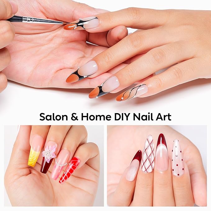 Nicedeco Nail Art Brushes 9pcs, Double-ended Nail Dotting Tool Gel Polish Liner Brushes Design Pen For Nail Drawing and Nail Paint Small Detail Brushes Manicure Design Set