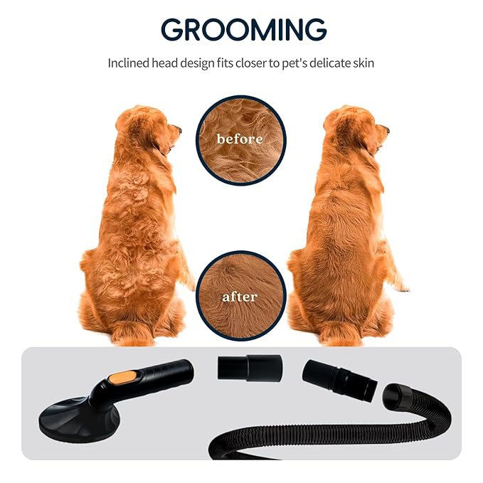 Pet Grooming Kit: Dog Brush Vacuum Attachment, Cat Brush with 1-1.5" Shedding Brush with 1m Extension Tube for Home Cleaning,Compatible with Most Round Vacuum Cleaners