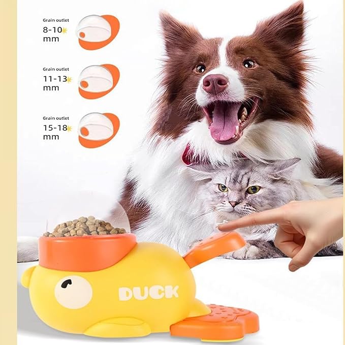 Dog Feeder Puzzle Toy Duck, Duck Cat Treat Dispenser, Press and Get Interactive Pet Feeder, 2-in-1 Nteractive Slow Feeders, Duck Shaped Feeders Bowls for Healthy Eating,Reduces Bloating (White)