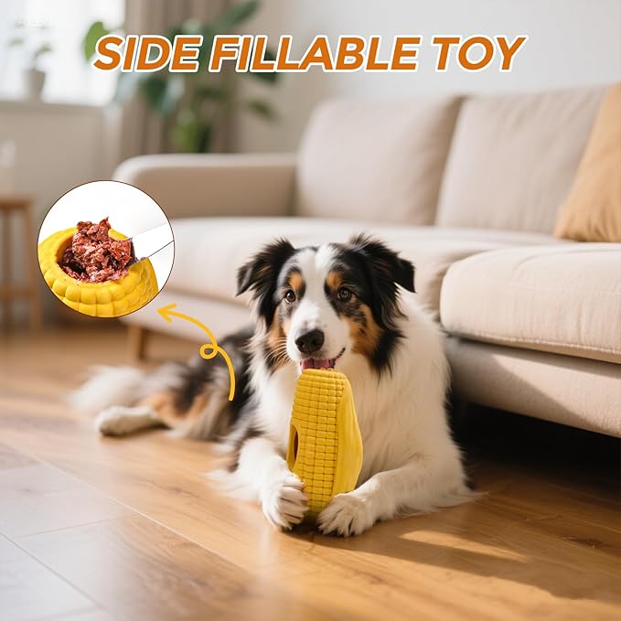 Dog Frozen Treat Toys, Dog Enrichment Toys, Interactive Dog Toys for Large Dogs, Indestructible Dog Toys to Keep Them Busy, Corn Shape