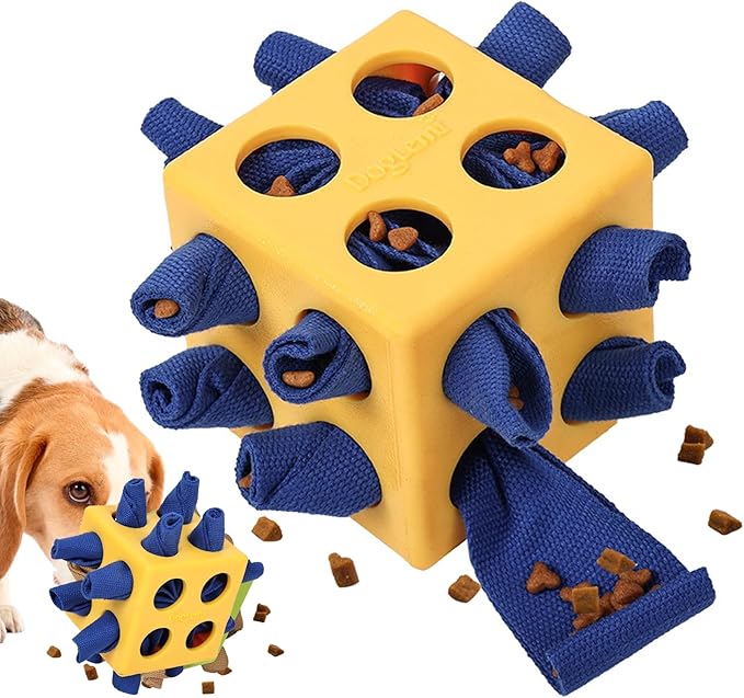 Dog Enrichment Puzzle Toy Snuffle Cube Toy,Interactive Dog Puzzle Toys Encourage Stimulation Food Foraging Skill, Resistant Rope to Hide Treat for Aggressive Puppy,Small,Medium,Large Dogs