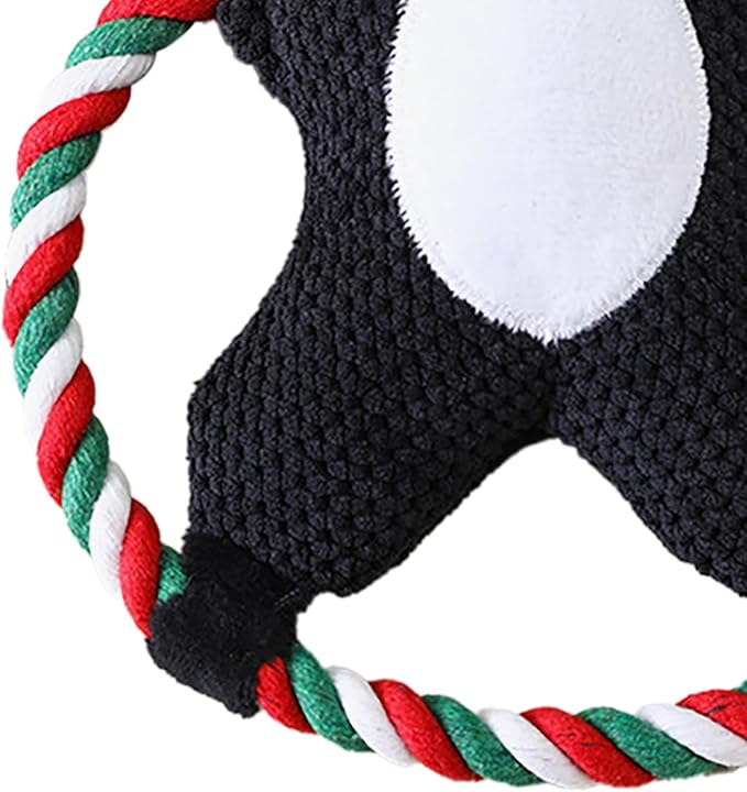 Squeaky Plush Dog Toys for Anxiety Relief & Teeth Maintenance | Cute Cartoon Interactive Stuffed Toy for Dogs/Cats | Trusted Chew - Strong Material, Portable Pet Plaything (Black)